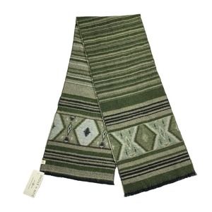 Sun + Stone Mens Woven Southwest-Inspired Acrylic Blend Scarf Green 66" x 13"